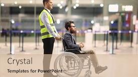  Presentation with airport terminal - PPT theme consisting of full-length-profile-shot background and a soft green colored foreground