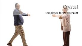  Presentation with older woman - PPT theme with full-length-profile-shot background and a white colored foreground