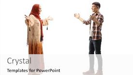  Presentation with woman muslim - Presentation having full-length-profile-shot background and a white colored foreground