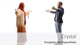  Presentation with hijab - Slide deck having full-length-profile-shot background and a white colored foreground