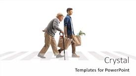  Presentation with pedestrian - Presentation theme having full-length-profile-shot background and a white colored foreground