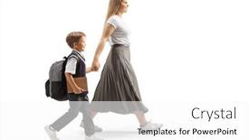  Presentation with holding hands - Slide deck featuring full-length-profile-shot background and a white colored foreground