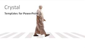  Presentation with pedestrian crossing - Slide set having full-length-profile-shot background and a  colored foreground