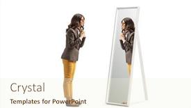  Presentation with healthy workplace full length side view - Slide deck consisting of full-length-profile-shot background and a cream colored foreground