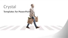 Presentation with pedestrian crossing - Presentation design consisting of full-length-profile-shot background and a white colored foreground