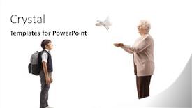  Presentation with white dove - Slide deck consisting of full-length-profile-shot background and a white colored foreground