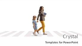  Presentation with pedestrian crossing - Presentation theme having full-length-profile-shot background and a  colored foreground