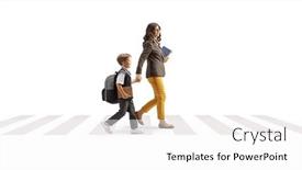  Presentation with pedestrian crossing - PPT theme featuring full-length-profile-shot background and a  colored foreground