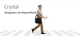  Presentation with pedestrian - Presentation design with full-length-profile-shot background and a white colored foreground