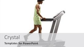  Presentation with treadmill - PPT theme having full-length-profile-shot background and a light gray colored foreground