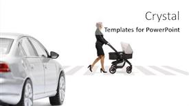  Presentation with pedestrian - Presentation design consisting of full-length-profile-shot background and a white colored foreground