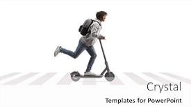  Presentation with pedestrian - Presentation design with full-length-profile-shot background and a white colored foreground