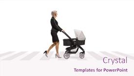  Presentation with pedestrian - Presentation consisting of full-length-profile-shot background and a sky blue colored foreground