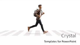  Presentation with pedestrian crossing - Presentation consisting of full-length-profile-shot background and a white colored foreground