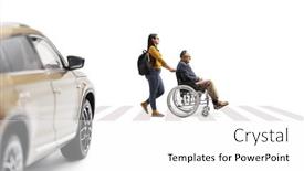  Presentation with pedestrian - PPT theme with full-length-profile-shot background and a white colored foreground