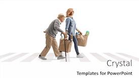  Presentation with pedestrian crossing - PPT theme with full-length-profile-shot background and a white colored foreground
