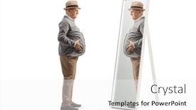  Presentation with mirror - Presentation theme having full-length-profile-shot background and a  colored foreground