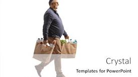  Presentation with grocery - PPT theme consisting of full-length-profile-shot background and a white colored foreground