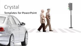  Presentation with pedestrian crossing - Theme having full-length-profile-shot background and a white colored foreground
