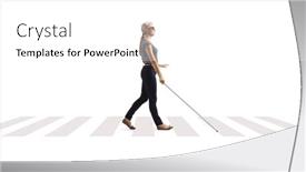  Presentation with blind walking cane - Presentation theme having full-length-profile-shot background and a white colored foreground
