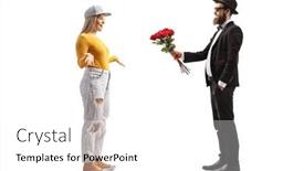  Presentation with roses - Slide deck having full-length-profile-shot background and a white colored foreground