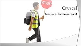  Presentation with stop - Presentation design consisting of full-length-profile-shot background and a white colored foreground