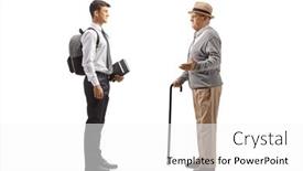  Presentation with grandfather - Slides consisting of full-length-profile-shot background and a white colored foreground