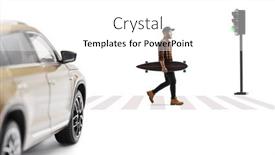  Presentation with pedestrian - PPT layouts enhanced with full-length-profile-shot background and a white colored foreground