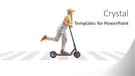  Presentation with electric scooter - Slide deck enhanced with full-length-profile-shot and a white colored foreground