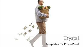  Presentation with grocery bag - PPT theme featuring full-length-profile-shot background and a white colored foreground