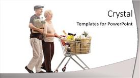  Presentation with groceries cart - Beautiful PPT layouts featuring full length profile shot backdrop and a white colored foreground