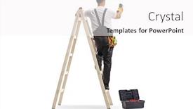  Presentation with drilling machine - Presentation featuring full-length-rear-view-shot background and a white colored foreground