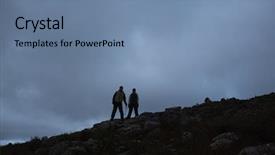  Presentation with night sky - PPT theme enhanced with full length rear view of a couple standing on rocky landscape against the sky at night background and a seafoam green colored foreground