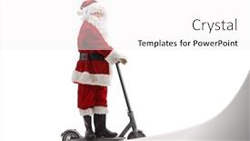  Presentation with electric scooter - PPT theme with full-length-shot-of-santa background and a white colored foreground