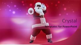  Presentation with christmas music - Slide deck with full-length-shot-of-santa background and a violet colored foreground