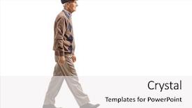  Presentation with greeiting show man - Colorful PPT theme enhanced with full length shot senior man walking isolated white background backdrop and a white colored foreground