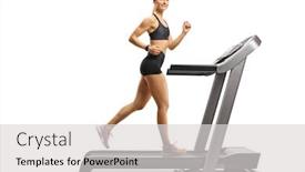  Presentation with running treadmill - Slide set featuring full-length-shot background and a light gray colored foreground