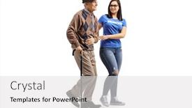  Presentation with helping man - Beautiful theme featuring full-length-shot backdrop and a light gray colored foreground