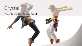  Presentation with shot - Colorful slide set enhanced with full-length-shot backdrop and a light gray colored foreground