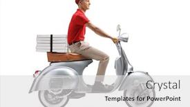  Presentation with pizza - PPT theme having full-length-shot background and a light gray colored foreground