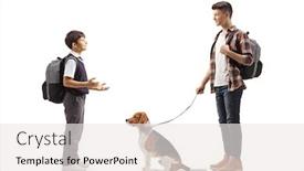  Presentation with beagle dog - Cool new PPT layouts with full-length-shot backdrop and a sky blue colored foreground