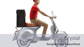  Presentation with food delivery - Amazing slide set having full-length-shot backdrop and a light gray colored foreground