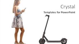  Presentation with electric scooter - Cool new PPT theme with full-length-shot backdrop and a white colored foreground