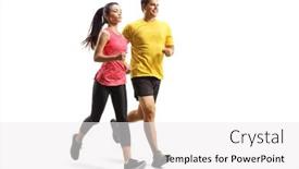  Presentation with man woman - Slide set enhanced with full-length-shot background and a white colored foreground