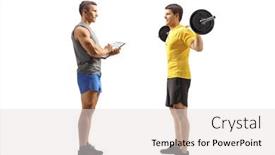  Presentation with lifting weights - Audience pleasing presentation consisting of full-length-shot backdrop and a light gray colored foreground