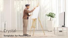  Presentation with elderly home - PPT theme having full-length-shot background and a lemonade colored foreground