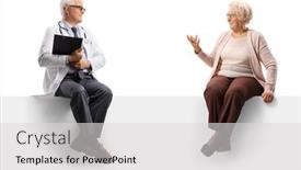  Presentation with elderly - Audience pleasing presentation theme consisting of full-length-shot backdrop and a light gray colored foreground