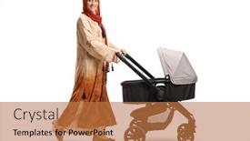  Presentation with baby clothes - Slide set featuring full-length-shot background and a coral colored foreground