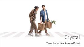  Presentation with pedestrian - Slide set with full-length-shot background and a white colored foreground