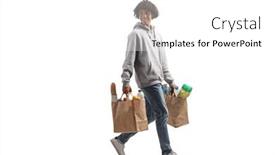  Presentation with grocery - Presentation theme having full-length-shot background and a  colored foreground